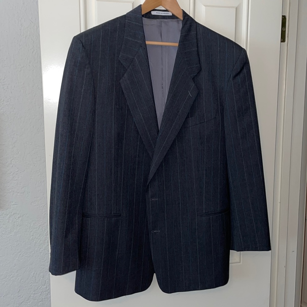 Vintage Yves Saint Laurent YSL blue grey 100% WOOL blazer size 44L